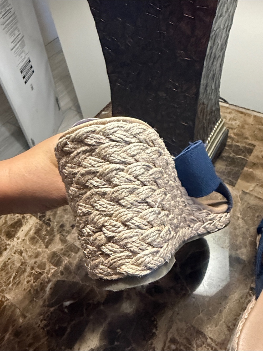 Tommy Bahama Navy Crisscross Espadrille Wedge Sandals - Picture 5 of 6